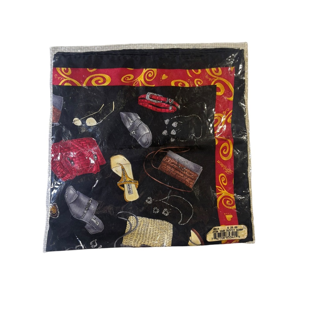 Brighton Your Outfit Silk Scarf Black Red Novelty Handbag Shoe Print 21x21